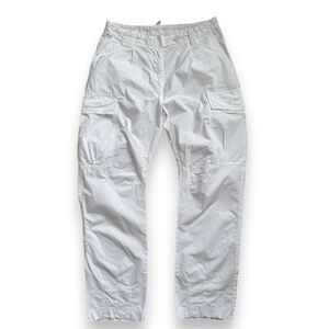 PATRIZIA PEPE White cargo pants size 42 tapered ankle utility style